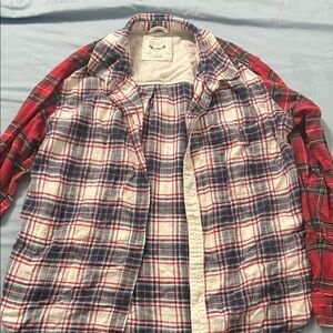Red and Blue Plaid Flannel Shirt